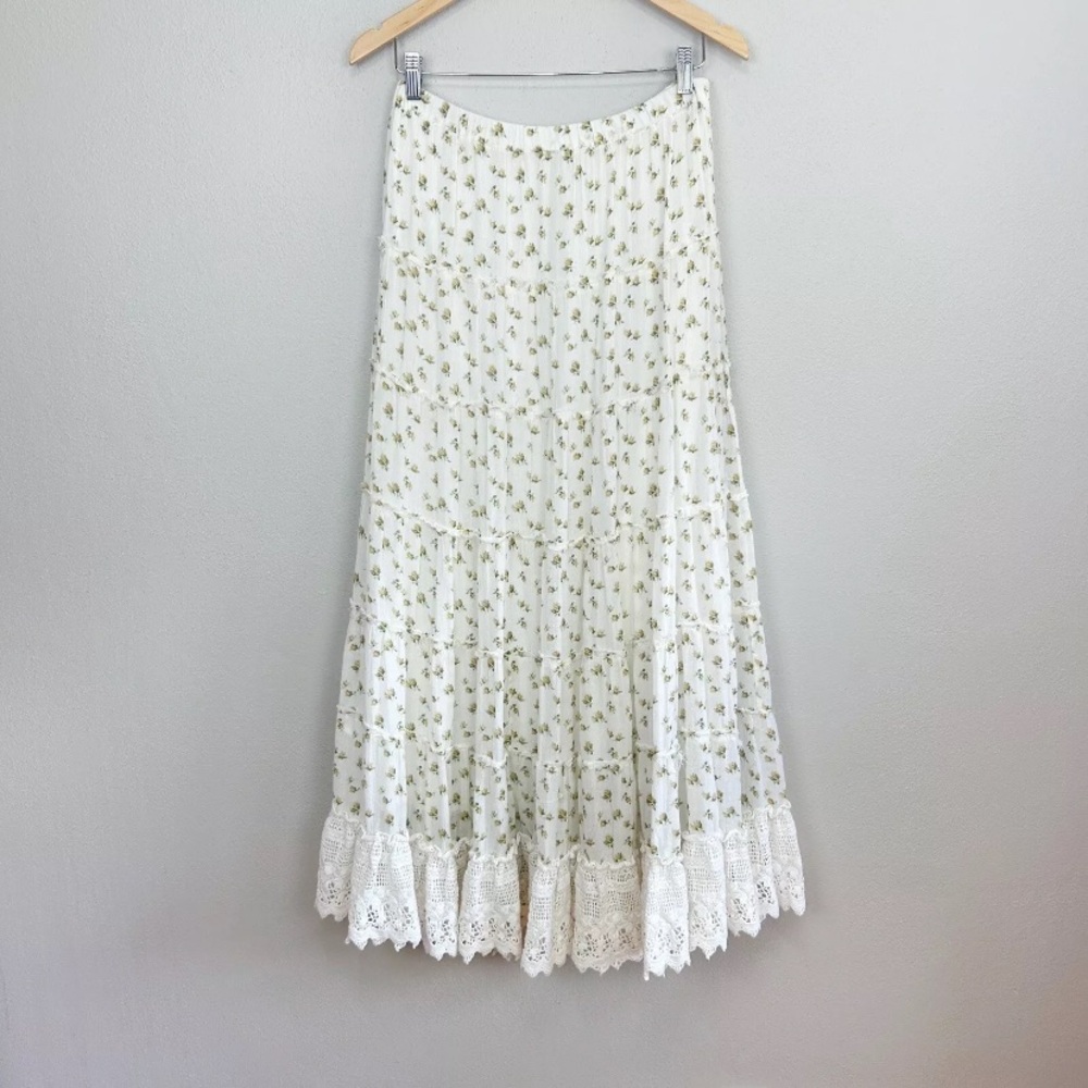 Denim & Supply Ralph Lauren Cream Floral Maxi Skirt